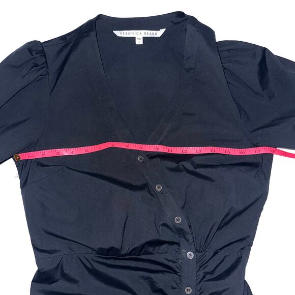 SOLD 💕Veronica Beard Atia Black Ruched Cotton Button Front Dress Size 8 - Picture 10 of 13